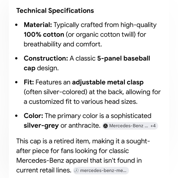 🆕Mercedes-Benz with Metal Logo Men’s Baseball Cap Heritage Edition - Picture 3 of 16